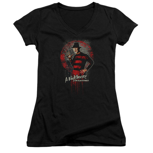 Nightmare On Elm Street This Is God Junior Sheer Cap Sleeve V-Neck Womens T Shirt Black