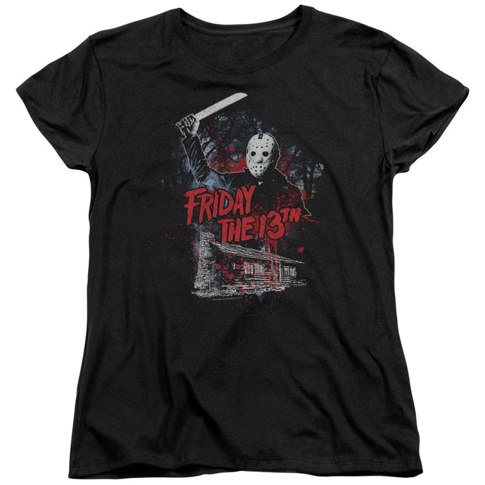 Friday The 13th Cabin Womens T Shirt Black