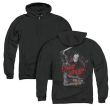 Load image into Gallery viewer, Friday The 13th Cabin Back Print Zipper Mens Hoodie Black