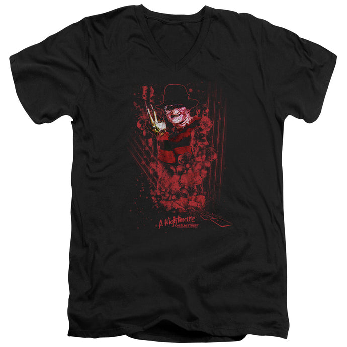 Nightmare On Elm Street One Two Freddys Coming For You Mens Slim Fit V-Neck T Shirt Black