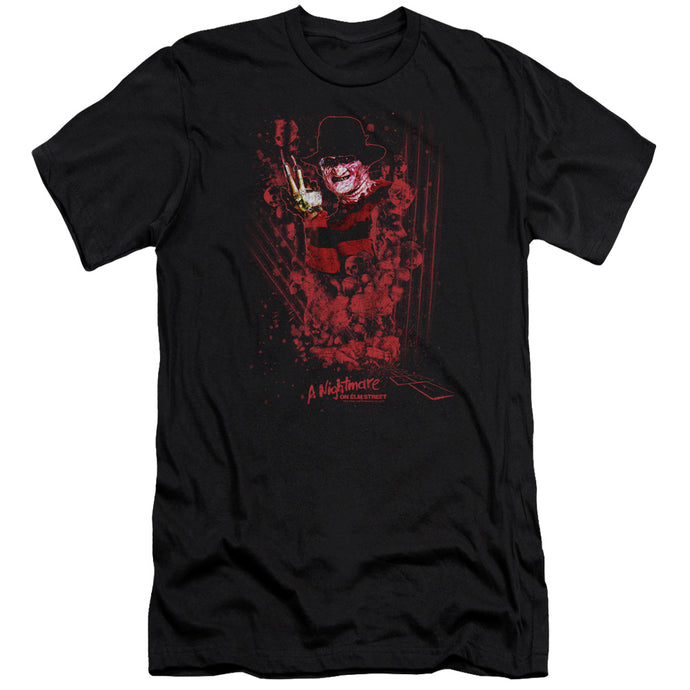 Nightmare On Elm Street One Two Freddys Coming For You Premium Bella Canvas Slim Fit Mens T Shirt Black