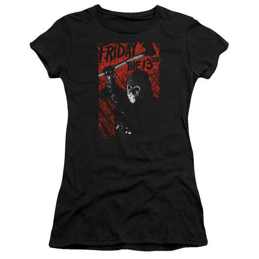 Friday The 13th Jason Lives Junior Sheer Cap Sleeve Womens T Shirt Black