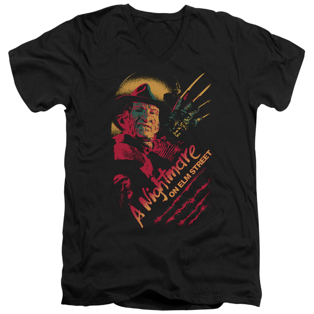Nightmare On Elm Street Freddy Claws Mens Slim Fit V-Neck T Shirt Black