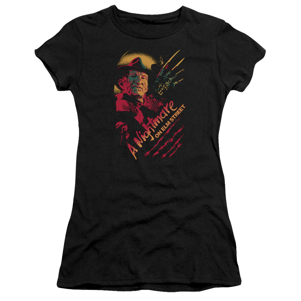 Nightmare On Elm Street Freddy Claws Junior Sheer Cap Sleeve Womens T Shirt Black