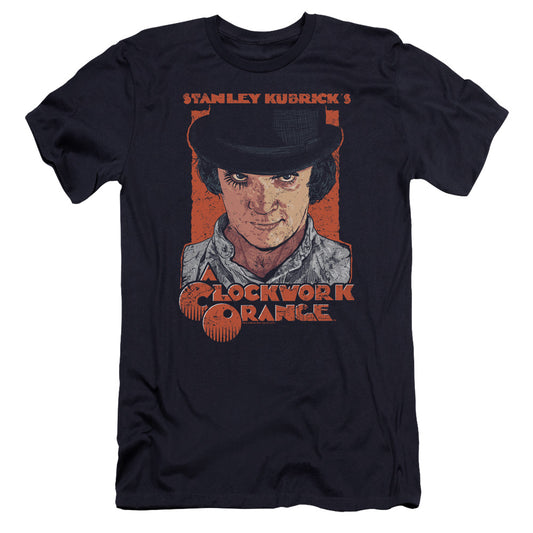 A Clockwork Orange Sinister Stare Premium Bella Canvas Slim Fit Mens T Shirt Navy Blue