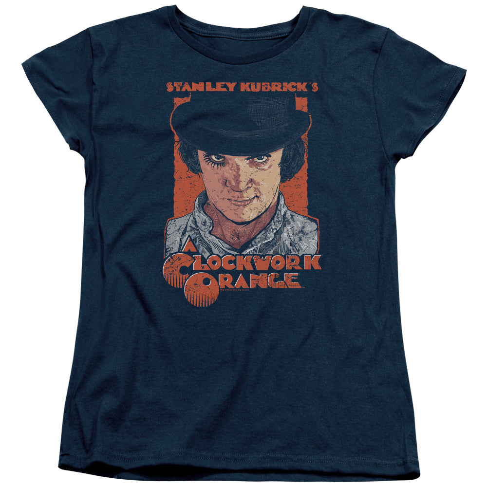 A Clockwork Orange Sinister Stare Womens T Shirt Navy Blue