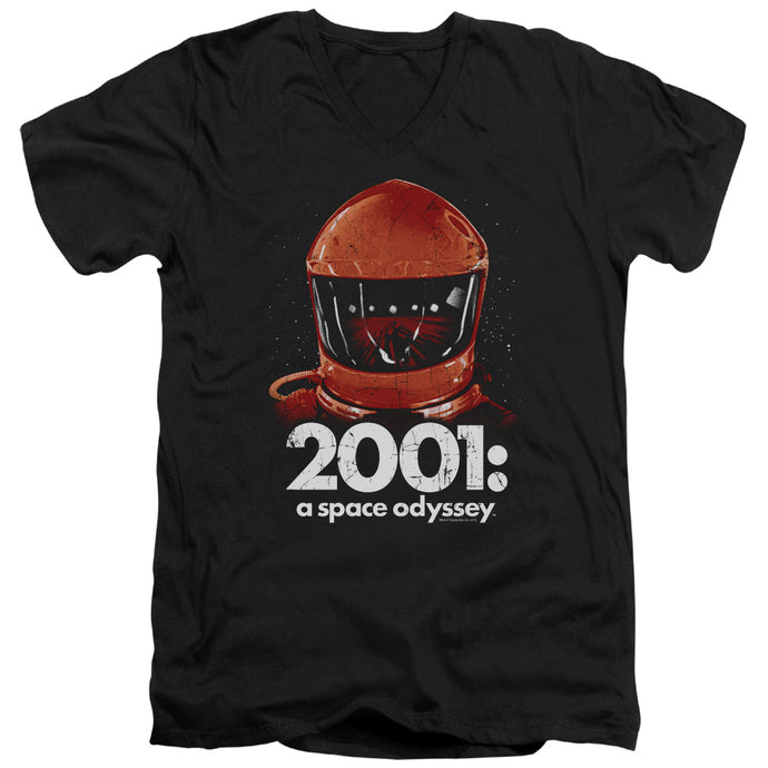 2001 A Space Odyssey Space Travel Mens Slim Fit V-Neck T Shirt Black