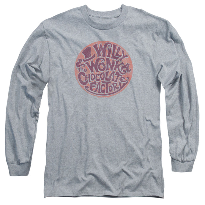 Willy Wonka And The Chocolate Factory Circle Logo Mens Long Sleeve Shirt Athletic Heather