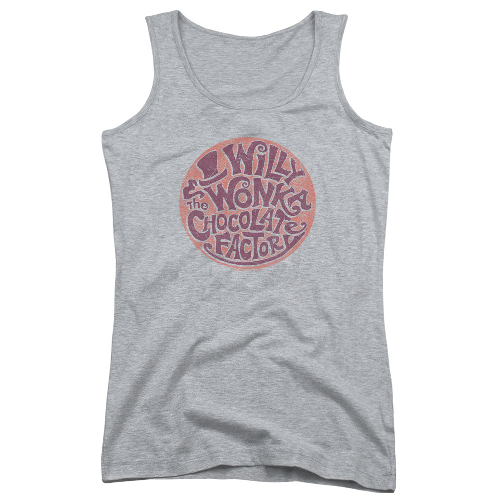Willy Wonka And The Chocolate Factory Circle Logo Womens Tank Top Shirt Athletic Heather