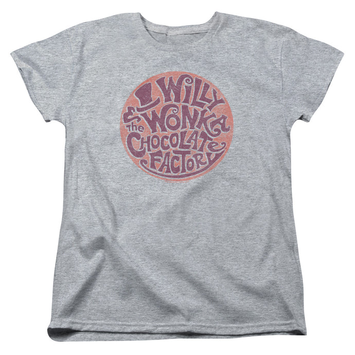 Willy Wonka And The Chocolate Factory Circle Logo Womens T Shirt Athletic Heather