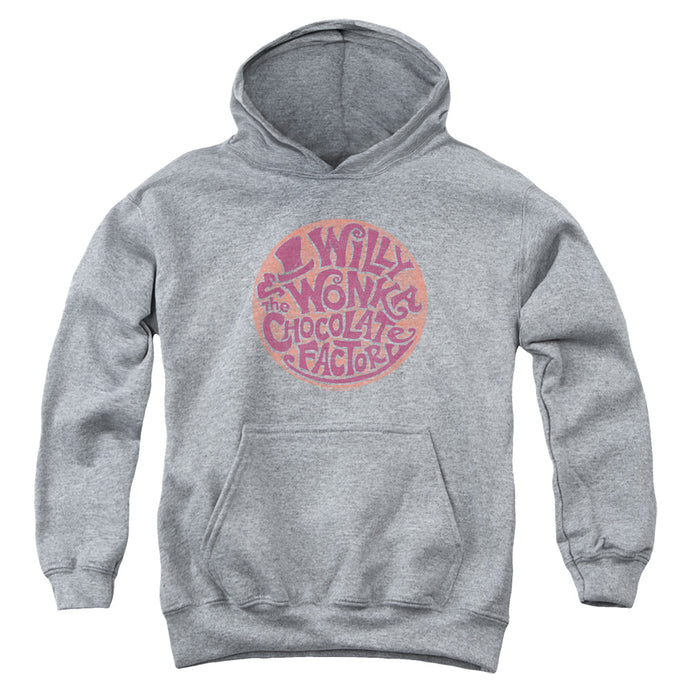 Willy Wonka And The Chocolate Factory Circle Logo Kids Youth Hoodie Athletic Heather