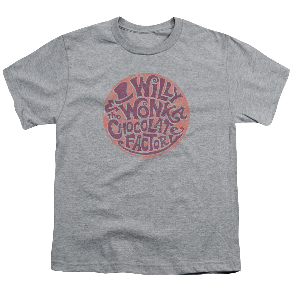Willy Wonka And The Chocolate Factory Circle Logo Kids Youth T Shirt Athletic Heather