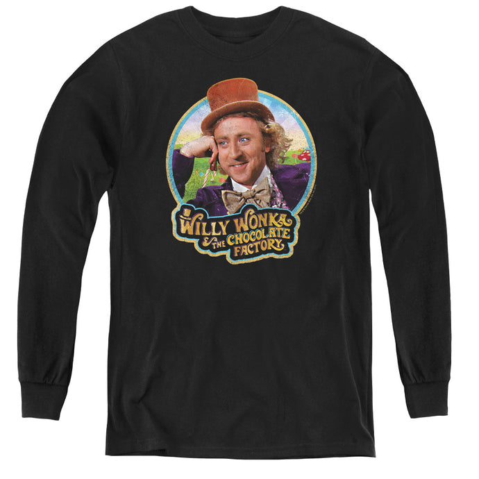 Willy Wonka And The Chocolate Factory Its Scruiddlyumptious Long Sleeve Kids Youth T Shirt Black