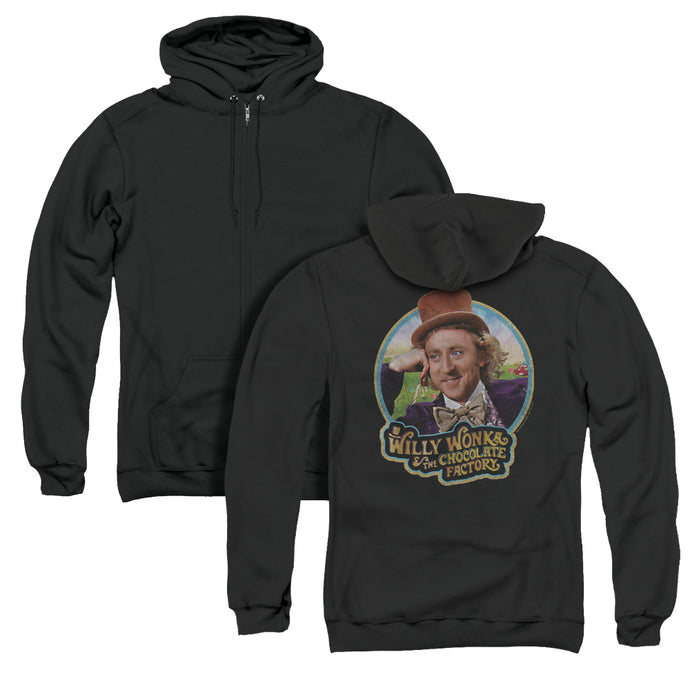 Willy Wonka And The Chocolate Factory Its Scruiddlyumptious Back Print Zipper Mens Hoodie Black