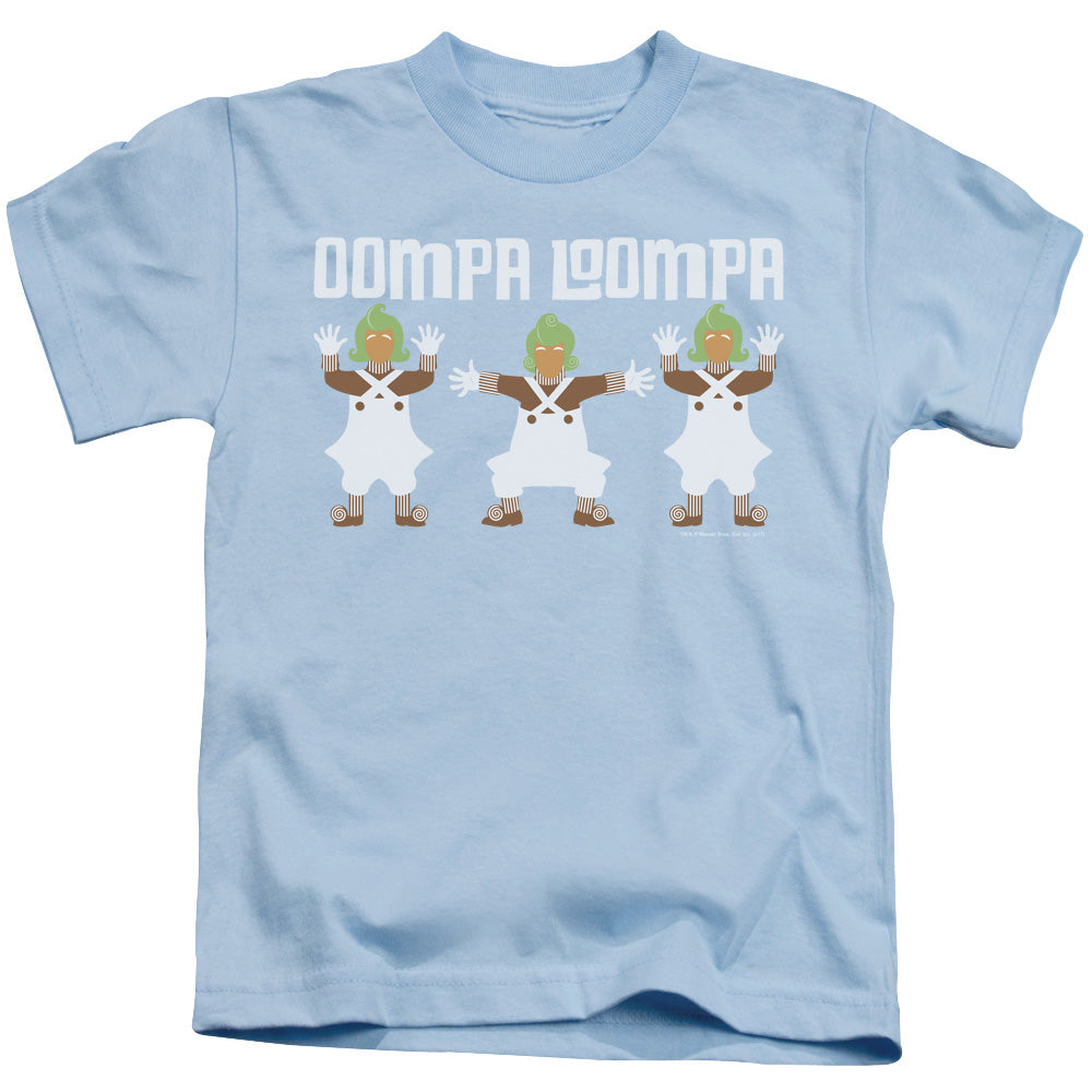 Willy Wonka And The Chocolate Factory Oompa Loompa Juvenile Kids Youth T Shirt Light Blue