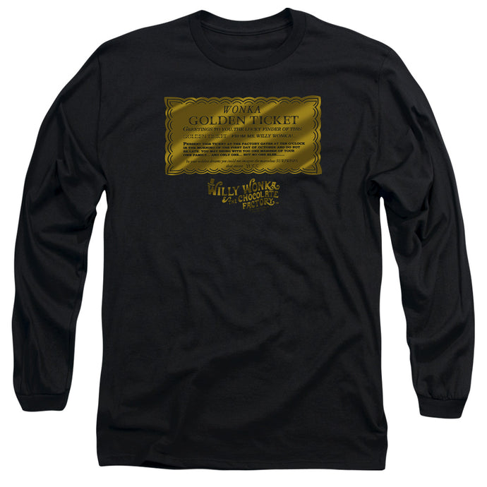 Willy Wonka And The Chocolate Factory Golden Ticket Mens Long Sleeve Shirt Black