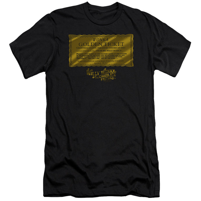 Willy Wonka And The Chocolate Factory Golden Ticket Premium Bella Canvas Slim Fit Mens T Shirt Black