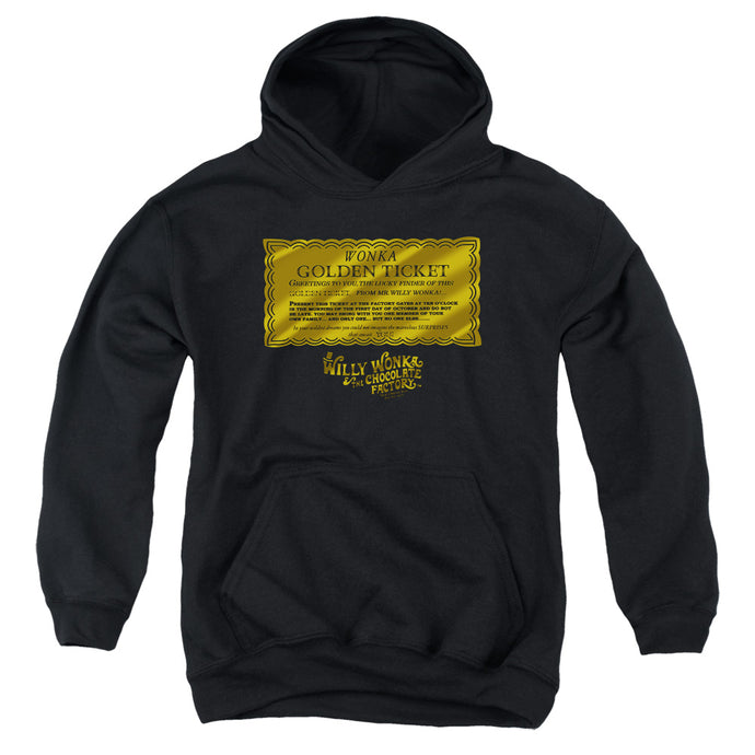 Willy Wonka And The Chocolate Factory Golden Ticket Kids Youth Hoodie Black