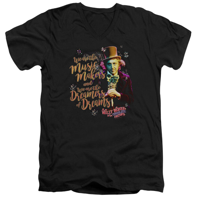 Willy Wonka And The Chocolate Factory Music Makers Mens Slim Fit V-Neck T Shirt Black