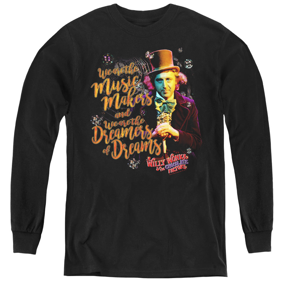 Willy Wonka And The Chocolate Factory Music Makers Long Sleeve Kids Youth T Shirt Black