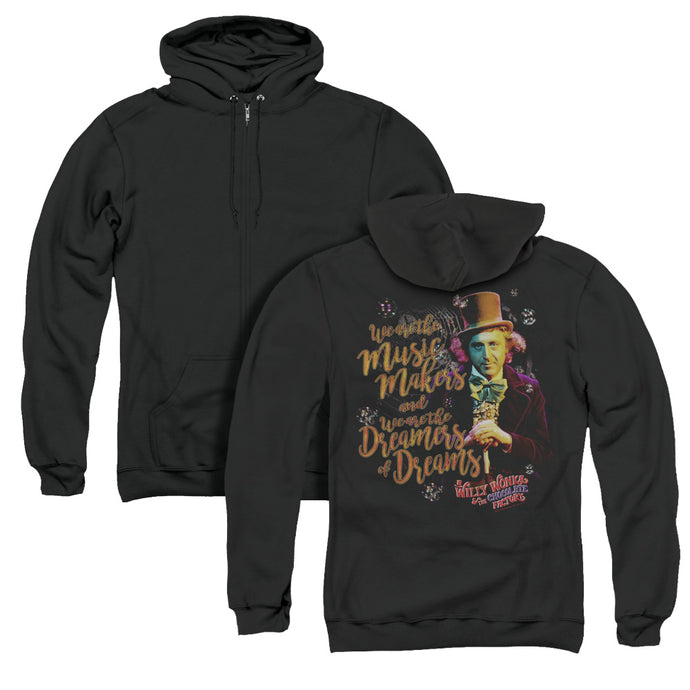 Willy Wonka And The Chocolate Factory Music Makers Back Print Zipper Mens Hoodie Black