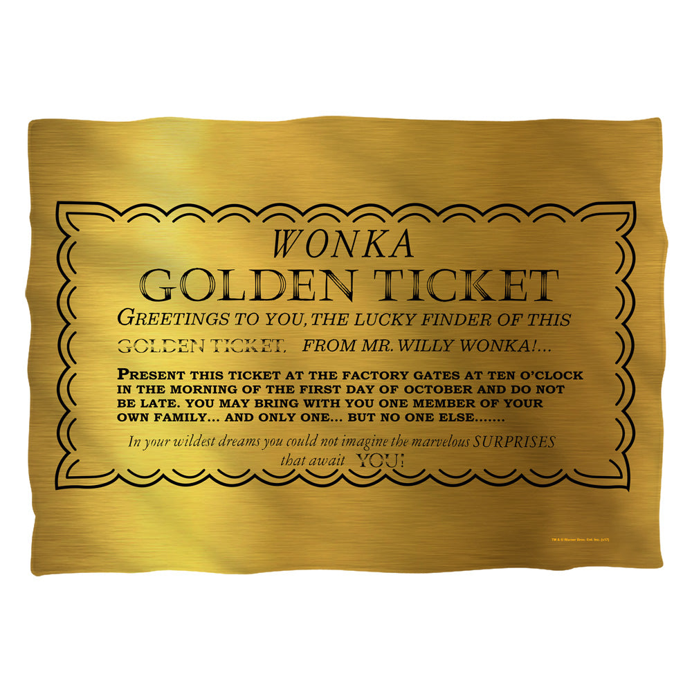 Willy Wonka Golden Ticket Pillow Case Officially Licensed