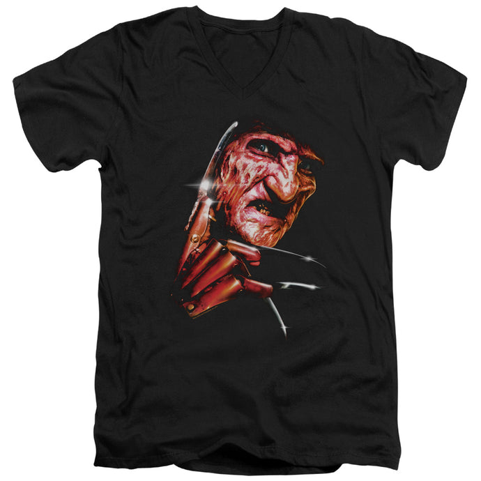 Nightmare On Elm Street Freddys Face Mens Slim Fit V-Neck T Shirt Black