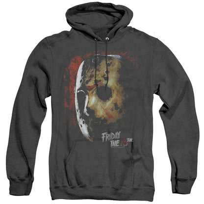Friday The 13Th Mask Of Death Mens Heather Hoodie Black Officially Licensed
