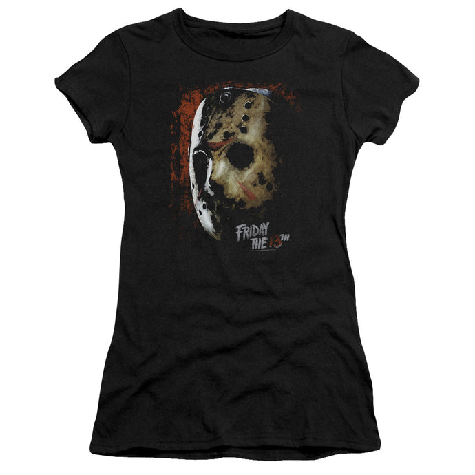 Friday The 13th Mask Of Death Junior Sheer Cap Sleeve Womens T Shirt Black