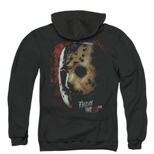 Friday The 13th Mask Of Death Back Print Zipper Mens Hoodie Black