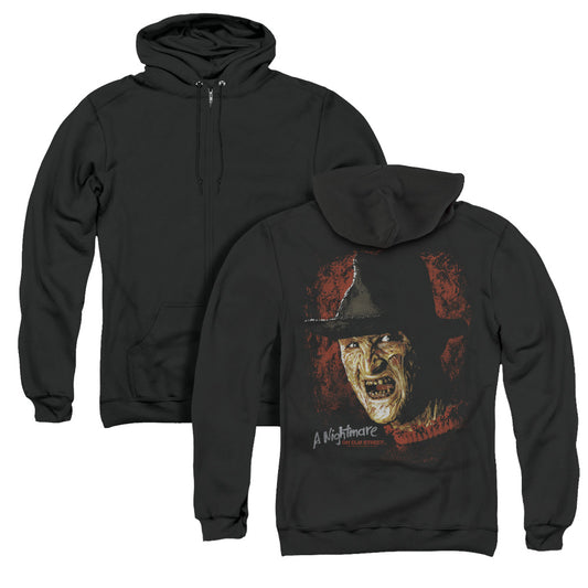 Nightmare On Elm Street Worst Nightmare Back Print Zipper Mens Hoodie Black