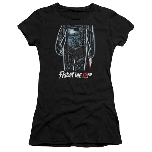 Friday The 13th 13th Poster Junior Sheer Cap Sleeve Womens T Shirt Black