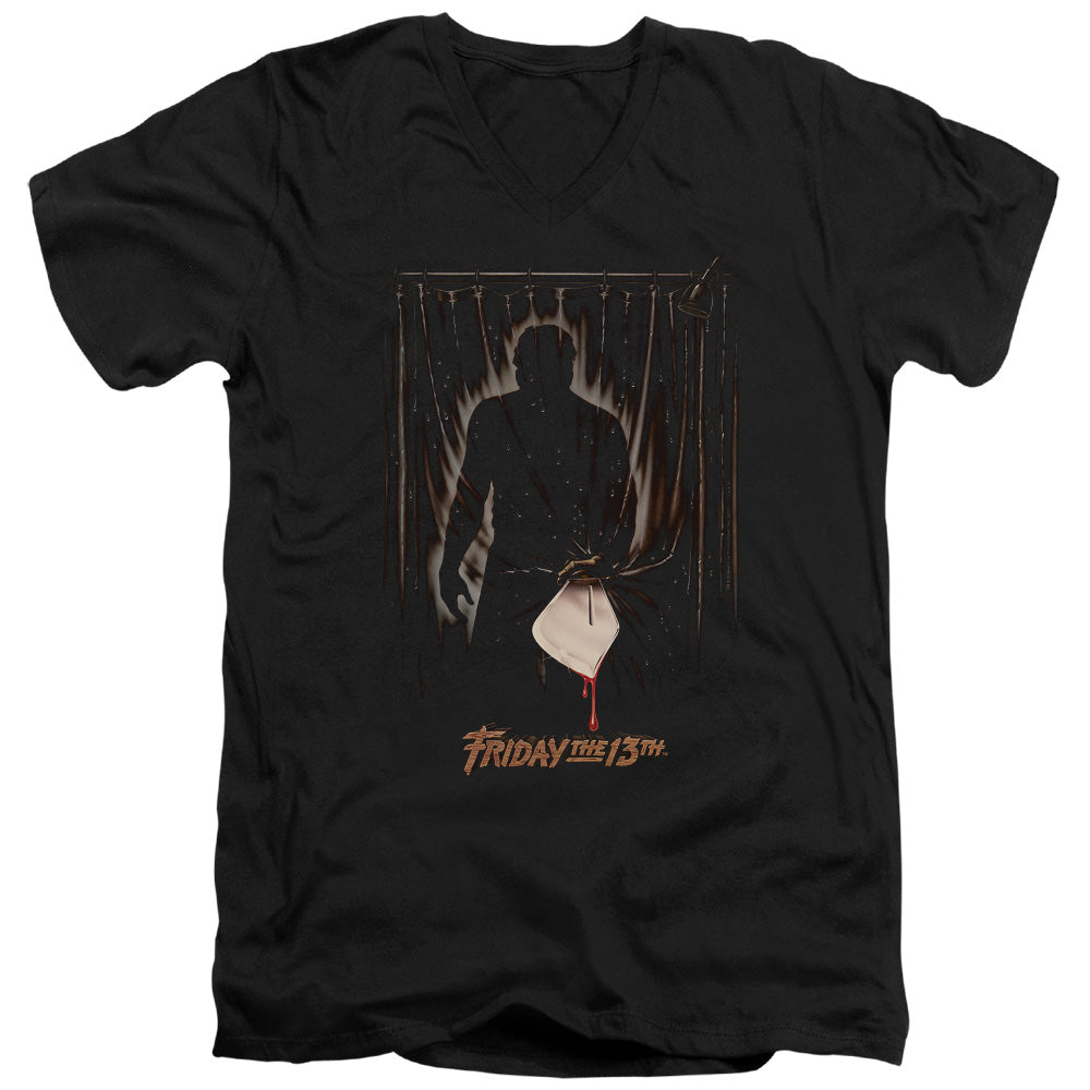 Friday The 13th Part 3 Poster Mens Slim Fit V-Neck T Shirt Black