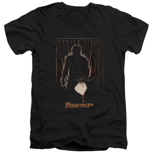 Friday The 13th Part 3 Poster Mens Slim Fit V-Neck T Shirt Black