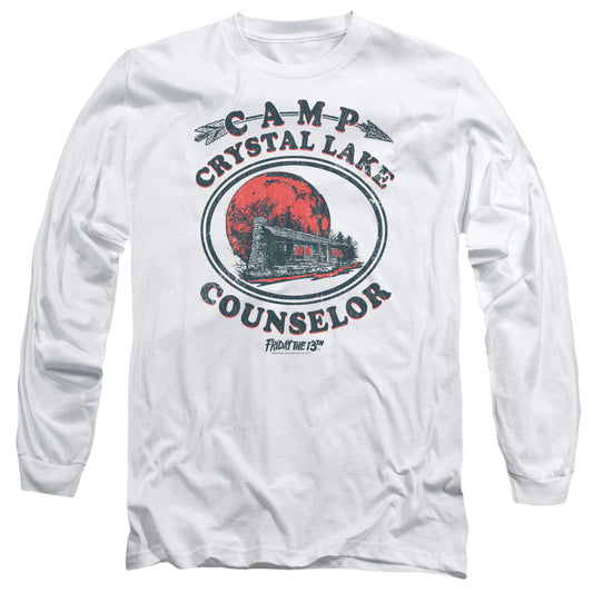 Friday The 13th Camp Counselor Mens Long Sleeve Shirt White