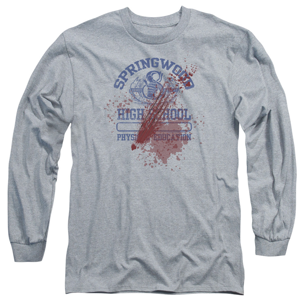 Nightmare On Elm Street Springwood High Victim Mens Long Sleeve Shirt Athletic Heather