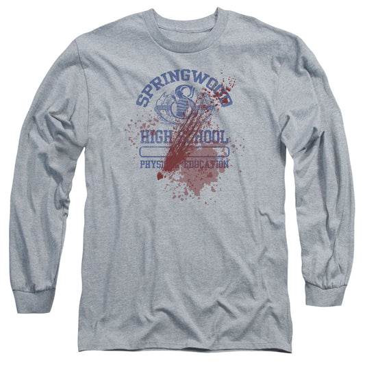Nightmare On Elm Street Springwood High Victim Mens Long Sleeve Shirt Athletic Heather