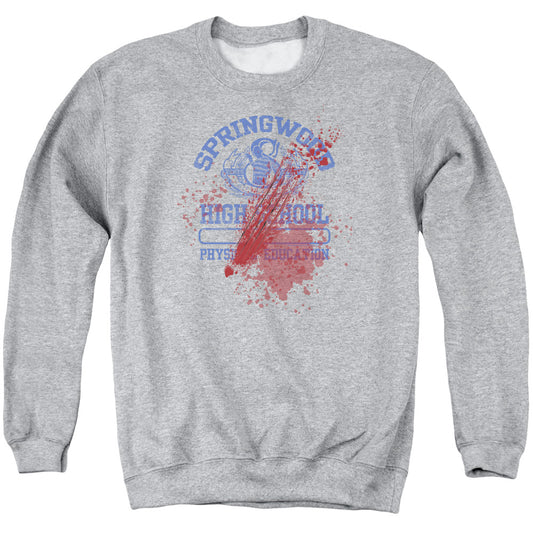 Nightmare On Elm Street Springwood High Victim Mens Crewneck Sweatshirt Athletic Heather