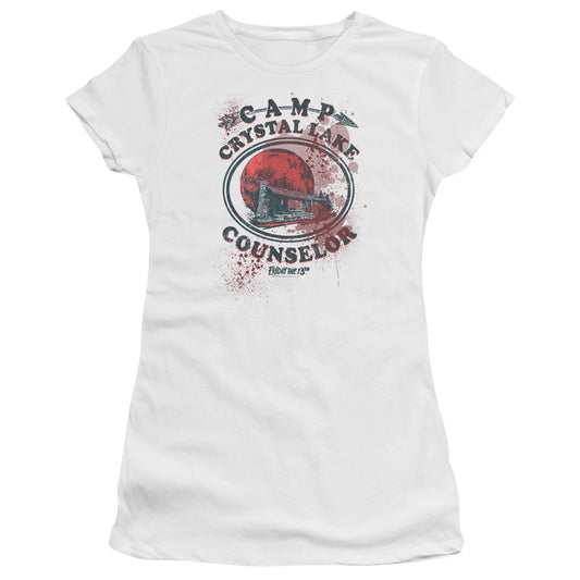 Friday The 13th Camp Counselor Victim Junior Sheer Cap Sleeve Womens T Shirt White