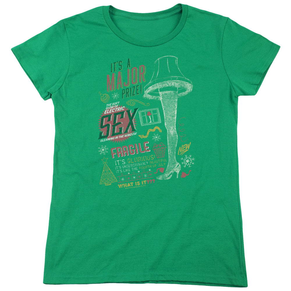 A Christmas Story Its A Major Prize Womens T Shirt Kelly Green