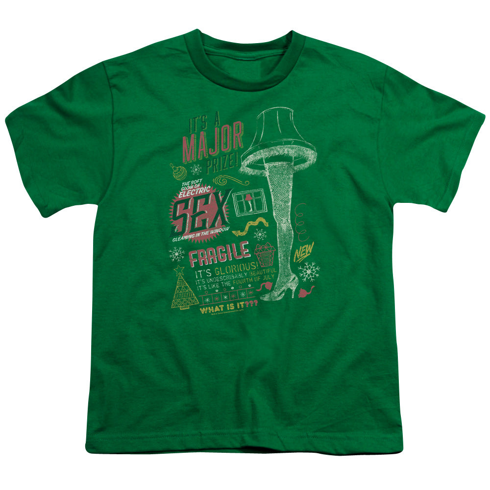 A Christmas Story Its A Major Prize Kids Youth T Shirt Kelly Green