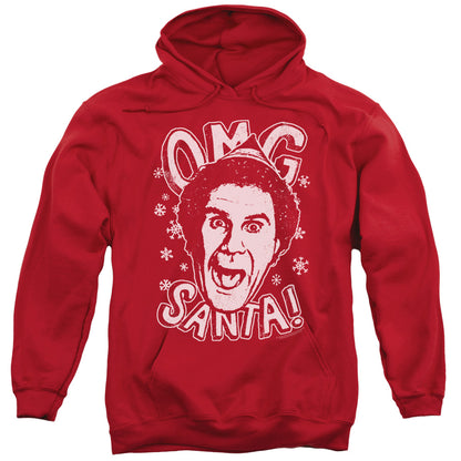 Elf OMG Santa Mens Hoodie Red