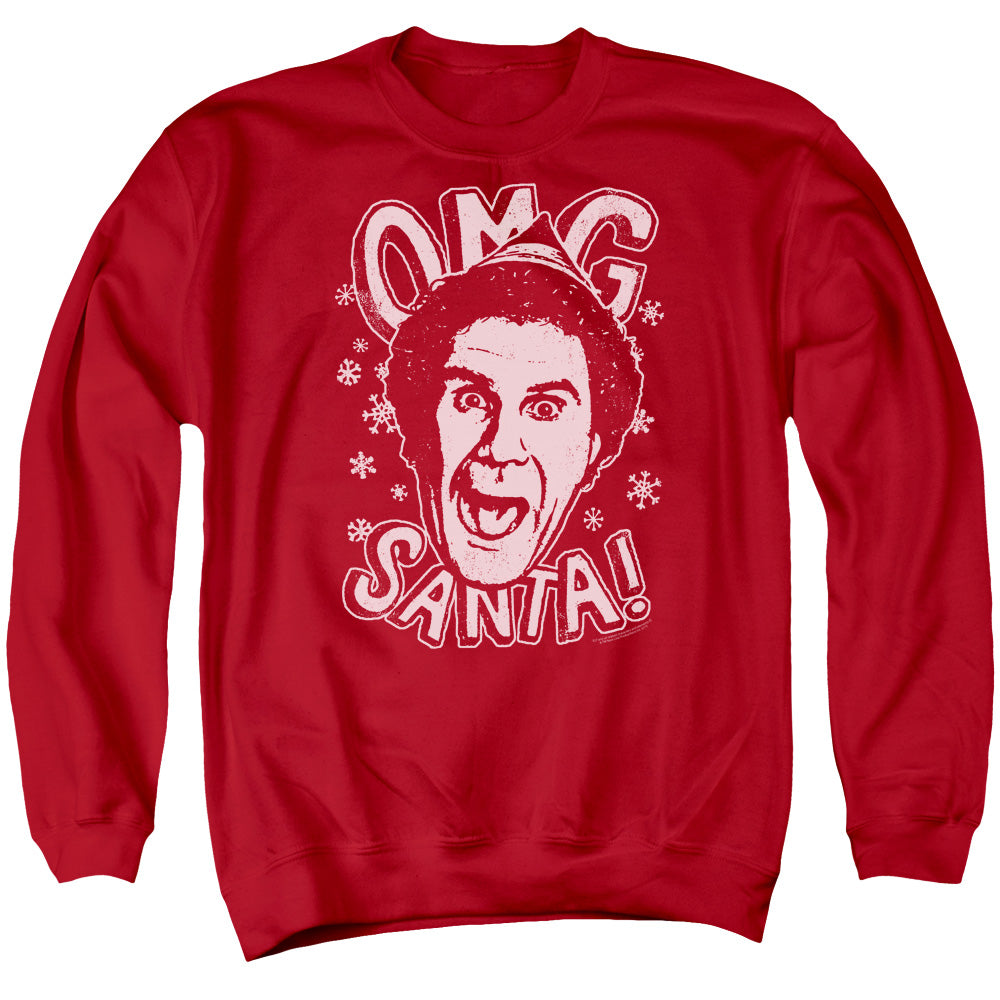 Elf OMG Santa Mens Crewneck Sweatshirt Red