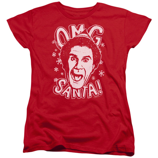 Elf OMG Santa Womens T Shirt Red