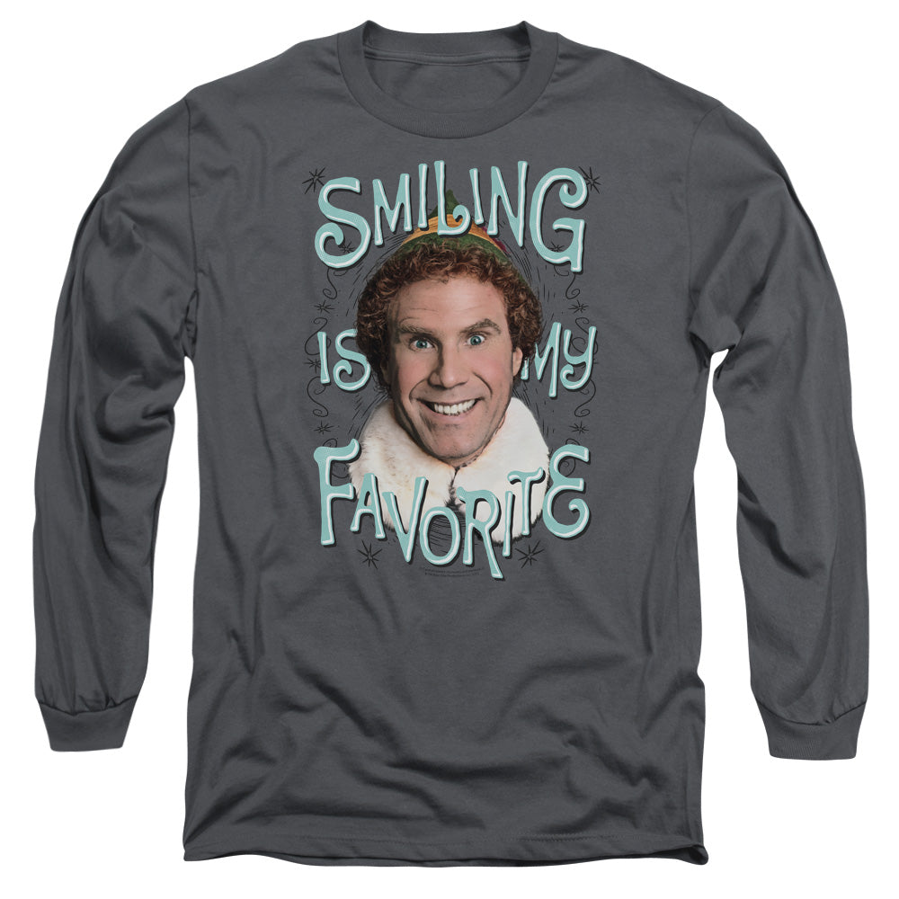 Elf Smiling Mens Long Sleeve Shirt Charcoal