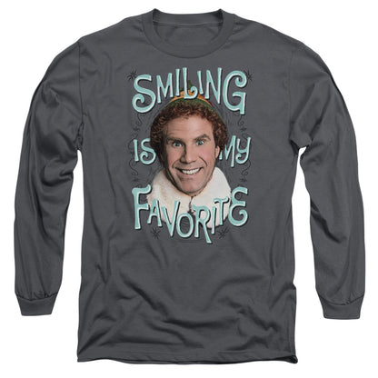 Elf Smiling Mens Long Sleeve Shirt Charcoal