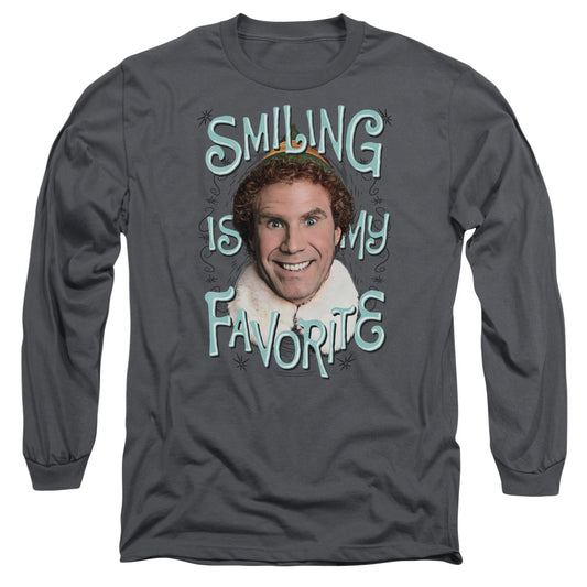 Elf Smiling Mens Long Sleeve Shirt Charcoal
