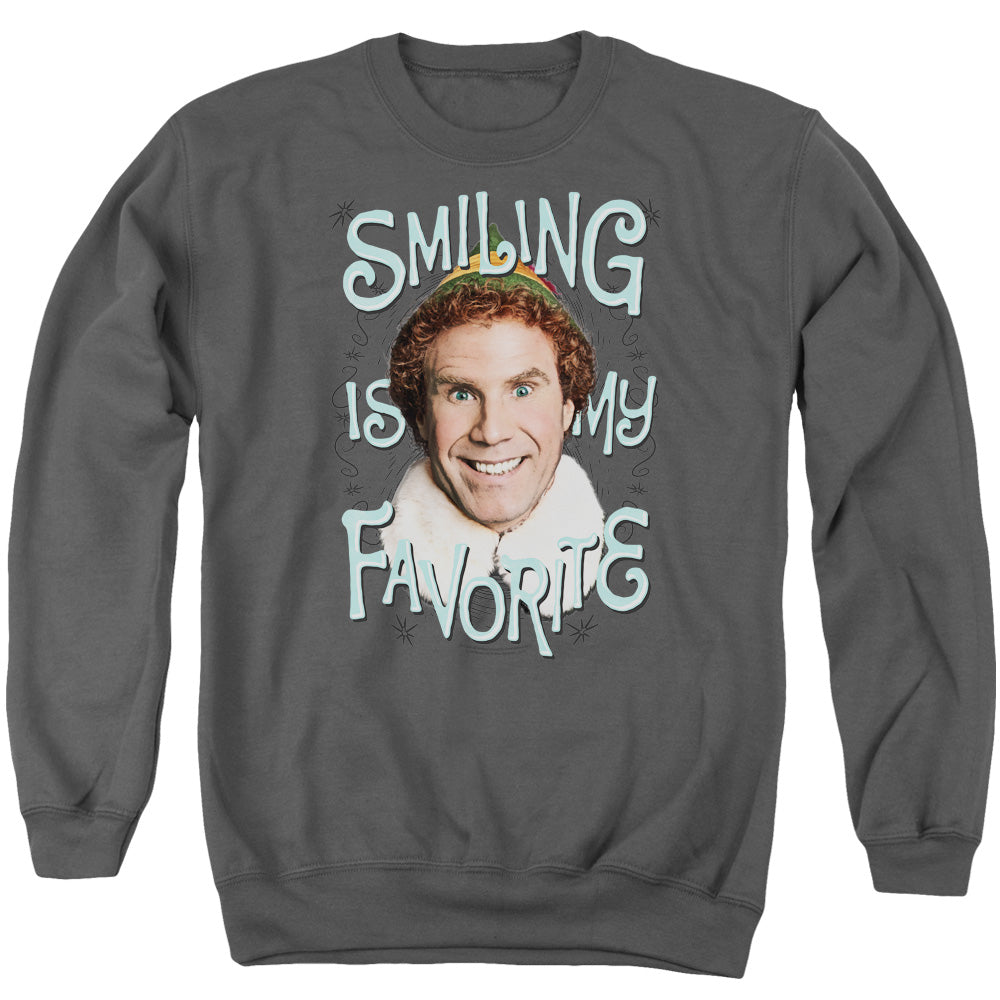 Elf Smiling Mens Crewneck Sweatshirt Charcoal