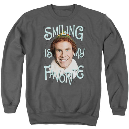 Elf Smiling Mens Crewneck Sweatshirt Charcoal