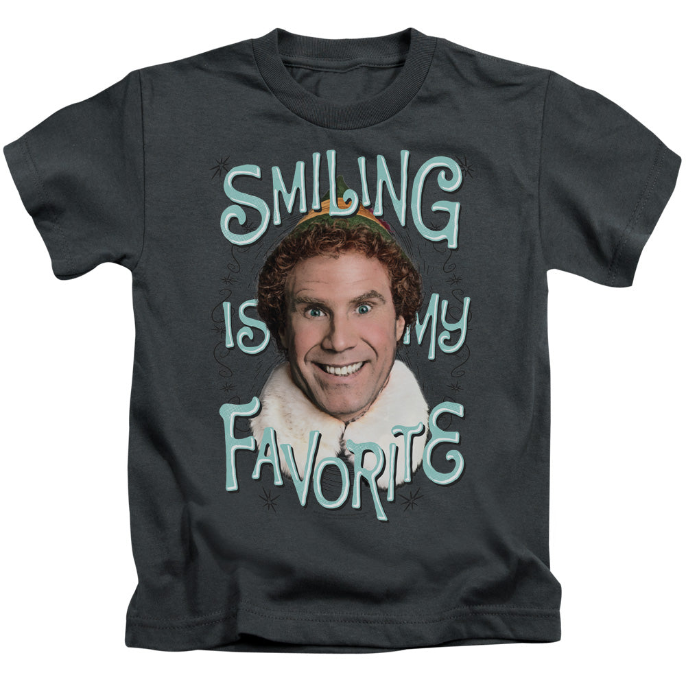 Elf Smiling Juvenile Kids Youth T Shirt Charcoal